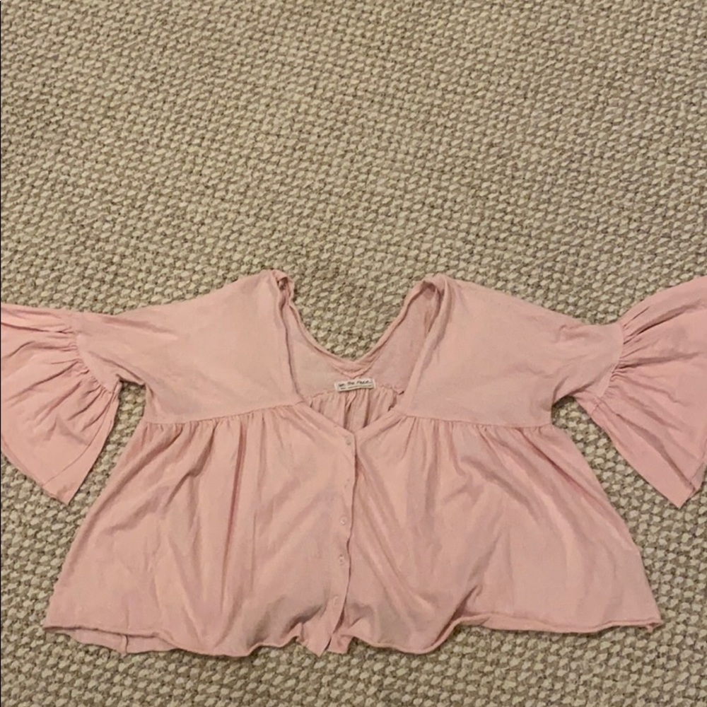 Light pink button up Cropped Smock top